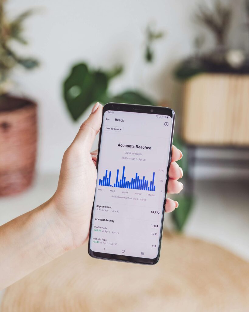 phone showing instagram analytics